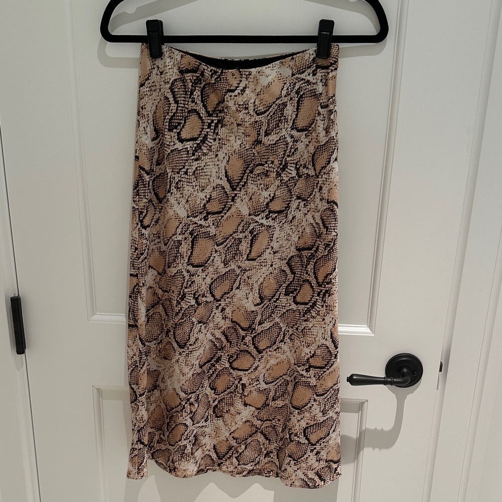 Aqua animal print silky midi skirt S